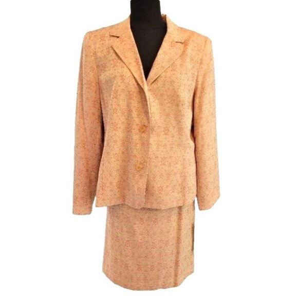 NORTON MCNAUGHTON Vintage Jacquard 2-Piece Suit Blazer & Pencil Skirt Size 6 - Picture 1 of 11